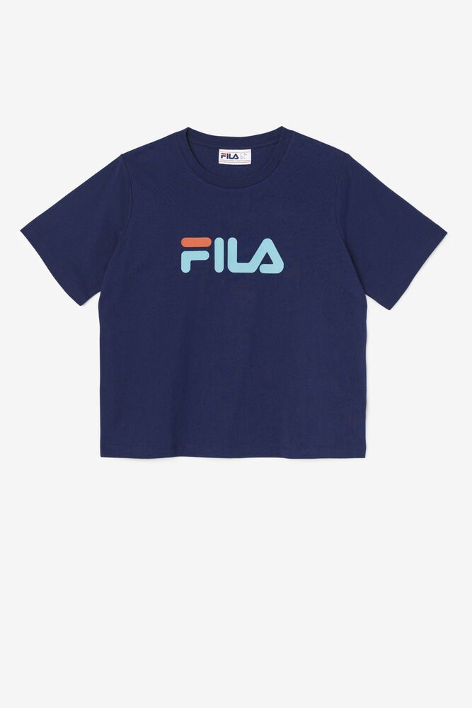 Fila T-Shirt Womens Navy Thea - Ireland 89415-LNTO